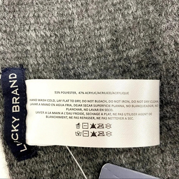 Lucky Brand Solid Brushed Scarf Dark Gray Soft Cozy Winter Preppy One size - Picture 6 of 7